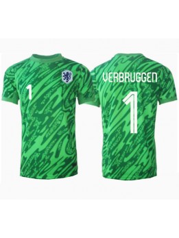 Billige Nederland Bart Verbruggen #1 Keeper Hjemmedrakt EM 2024 Kortermet